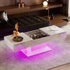 High Gloss Led Coffee Table with Storage Drawers for Living Room Space-Saving