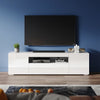 High Gloss TV Unit Cabinet Stand 180cm White Storage with LED Lights Sideboard