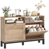 Narrow Shoe Cabinet with 2 Flip Drawers, Modern Shoe Storage Cabinet