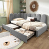 Plush Velvet Upholstered Daybed 3ft Single Sofa Bed with Storage Drawers, Grey