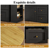 Extendable Bar Table Dining Table with Storage Cabinet & Rotating Shelves Black