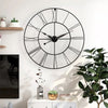 80CM Large Skeleton Metal Roman Wall Clock Big Numerals Giant Open Round Face