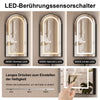 Arched LED Bathroom Mirror Cabinet LED Lights Metal Framed Wall Mounted Corner