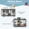 Indoor Cat Cage Playpen Catio Kitten Enclosure on Wheels w/ Roof-Grey