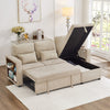 3-in-1 Chenille Sectional Sleeper Sofa Bed with Reversible Storage Chaise, USB