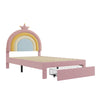 Upholstered Bed 3ft Single Bed Frame with Storage Drawer and Rainbow Headboard