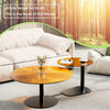 Set of 2 Round Vintage Wooden & Glass Nesting Side Coffee Tables Hallway Bedroom