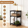 Sofa Side Table 3-Tier End Table Bedside Table with Metal Frame Nightstand