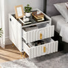 Modern LED Bedside Table with 2 Drawers Bedside Cabinet with Wireless Charging