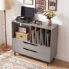 Record Player Stand Mid Century Turntable Stand with Open Compartment