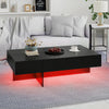 COSTWAY Modern LED Coffee Table High-Gloss Accent Table with 3 Storage Drawers