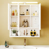 Bathroom Mirror Cabinet with Shaver Socket & Door & Open Compartment & LED Vdlod