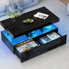 Coffee Table with LED High Gloss Black Coffee Table Centre 2 Drawers Rectangular