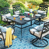 Metal Garden Dining Table Outdoor Patio Table w/ Umbrella Hole for 6 Person