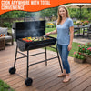 Large Oil Drum Charcoal BBQ Grill Barbecue Smoker Rack Portable Wheels Stand