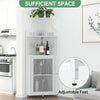 Corner Bar Cabinet with Wine Rack & Glass Holder,4 Tier Bar Unit with Mesh Door