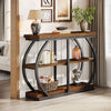 104cm Console Table, Industrial 3-Tier Entryway Table with Arched Metal Frame