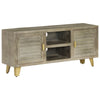 TV Cabinet Solid Wood Grey with Brass 110x30x48 Z3P3