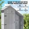 Garden Outdoor Wooden Tool Storage Shed With 3 Shelves, Firewood Rack, Grey