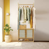 Heavy Duty Vertical Bamboo Garment Coat Rack Stand Shoe Shelf Entryway Corner