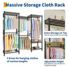 Heavy Duty Portable Metal Wardrobe Closet w/4 Hanging Rods &6 Adjustable Shelves