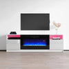 KOMORE Recessed Electric Fireplace TV Stand with Closed Storage, Overheating Pro