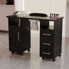 Rolling Table Nail Workstation Drawer Vacuum Marbling Texture Cabinet