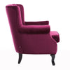 Curved Scallop Back Armchair Wingback Velvet Chesterfield Chair Rivets Arm Sofa