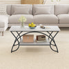 Modern Faux Marble Coffee Table with Storage Shelf