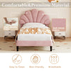 Velvet Upholstered 3ft Single Bed Frame with Headboard, Solid Wood Slats, Pink