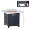 Square Propane Fire Pit Table 40000 BTU Gas Firepit w/ Lava Rocks and Lid