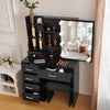 Dressing Table with LED Lights Mirror Stool Set Drawers Black Vanity Makeup Desk