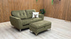 'Dawson' 2 Seater Sofa + 'Ava' Storage Footstool Khaki Velvet RRP £1200 NEW