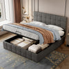 UPHOLSTERED OTTOMAN BED 4FT6 DOUBLE BED FRAME WITH STORAGE, VELVET FABRIC GREY