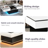 LED Extendable Coffee Table Wooden 2 Hidden Storage Modern Living Room Hzxoerrrx