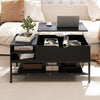 Lift Top Coffee Table Living Room Table w/ Storage Shelf-Black