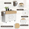 Kitchen Island on Wheels Rolling Storage Trolley with Extendable Worktop, White