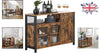 Stylish Sideboard with Adjustable Shelves, Rustic Brown and Ink Black Finish
