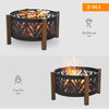 2-in-1 Outdoor Fire Pit Bowl with BBQ Grill Grate 30" Steel Heater with Spark Sc