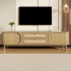 TV Stand Cabinet 170 cm TV Unit With Solid Wood Slide Doors and Rattan Drawers