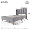 UPHOLSTERED BED 3FT SINGLE BED FRAME WITH WOOD SLATS & WINGED HEADBOARD, GREY
