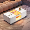 LED Coffee Table With Storage 2 Drawers Living Room Furniture High Gloss White