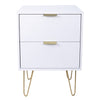 Set of 2 Bedside Table Storage End Table 2 Drawer Bedroom Living Room White Gold