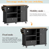 KITCHEN ISLAND ROLLING TROLLEY STORAGE CABINET WITH 2 DRAWERS AND CUPBOARD BLACK
