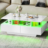 High Gloss LED Coffee Table With Storage Wooden 2 Drawer Living Room Furniture