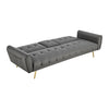 Sofa Bed 3 Seater Faux Leather Click Clack Couch Cup Holders Grey Cream Black