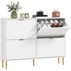 Slim Shoe Storage Cabinet with 4 Flip Drawers for Hallway, White