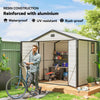 8 x 6ft Garden Shed Storage w/ Foundation Kit, Vents, Cream White