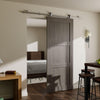 6.6FT/201cm Stainless Steel Sliding Barn Wood Door Hardware Closet Track Roll...