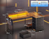 L Shaped Gaming Desk with LED Lights & Power Outlets 140x80cm Corner